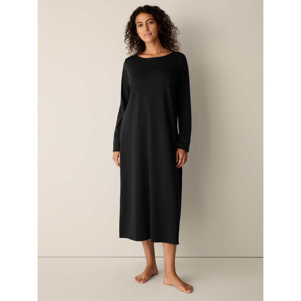Eileen Fisher F/L Oval Dress Black Medium New With Tags